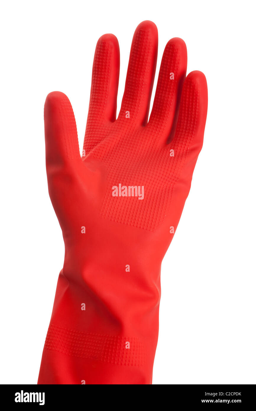 Red Rubber Glove with white background Stock Photo Alamy