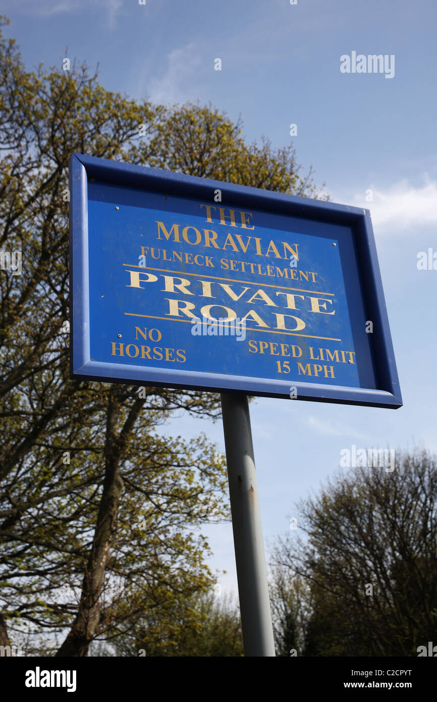 sign at the moravian settlement at fulneck, pudsey Stock Photo Alamy