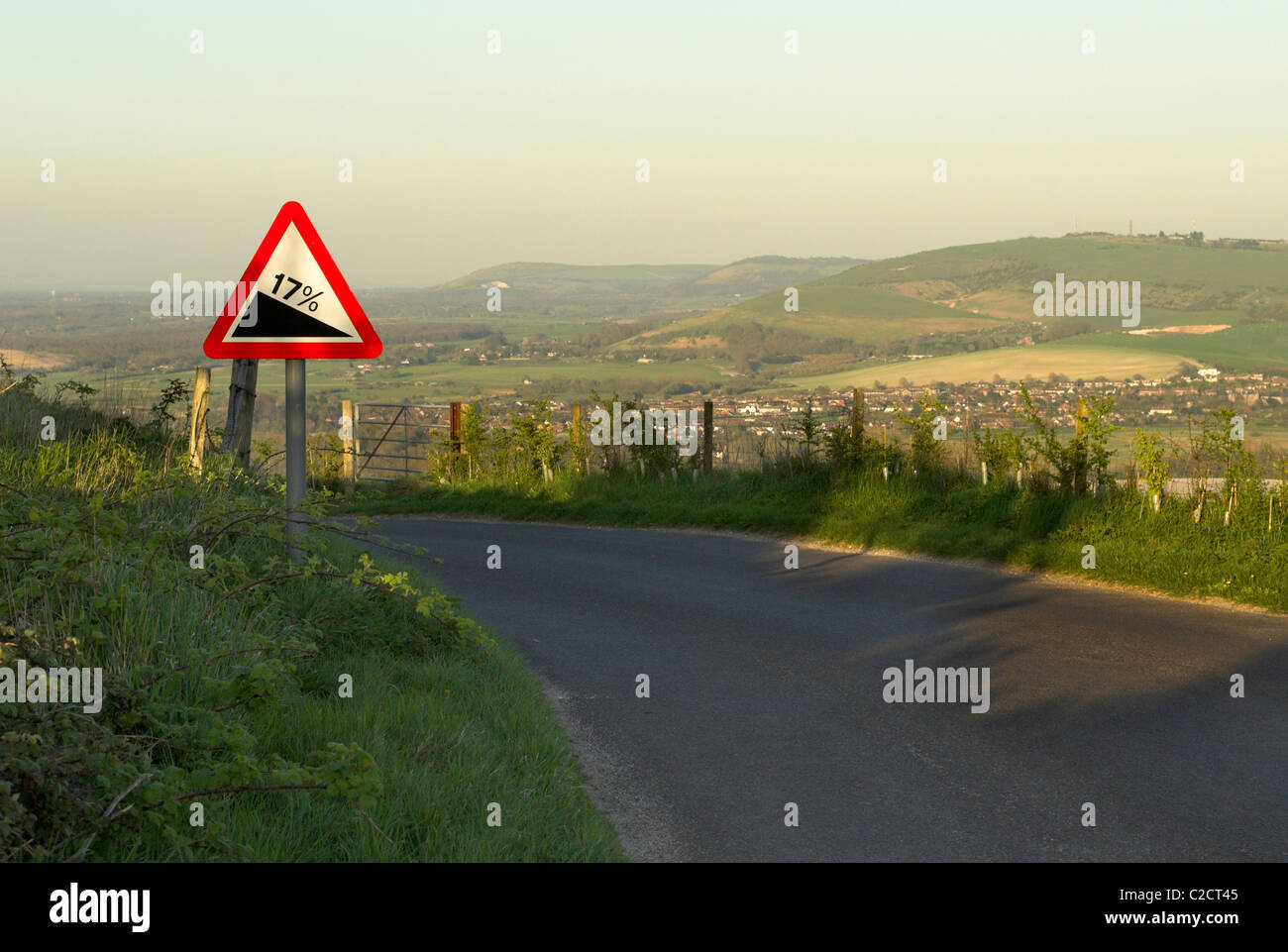 Gradient slope road sign hi-res stock photography and images - Alamy