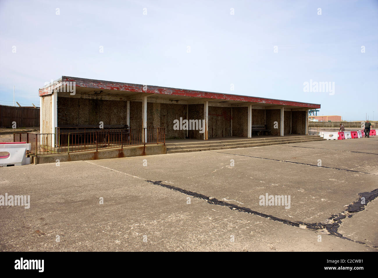 A Concrete shelter on the harbour wall of Great Yarmouth,Gorleston