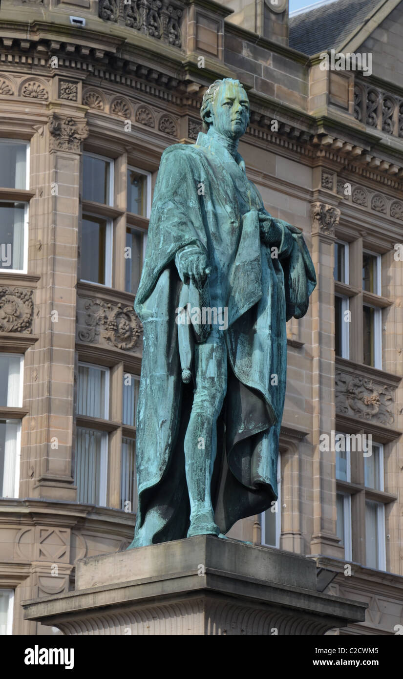 The Statue of William Pitt the younger (1759-1806) , stands at the junction of George Street and Frederick Street in Edinburgh, Scotland, UK. Stock Photo