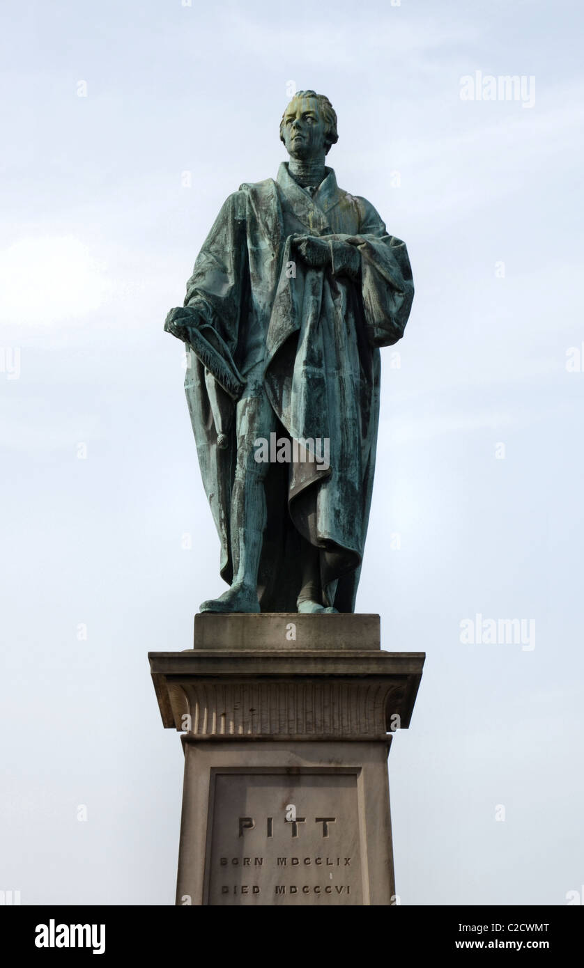 The Statue of William Pitt the younger (1759-1806) , stands at the junction of George Street and Frederick Street in Edinburgh, Scotland, UK. Stock Photo