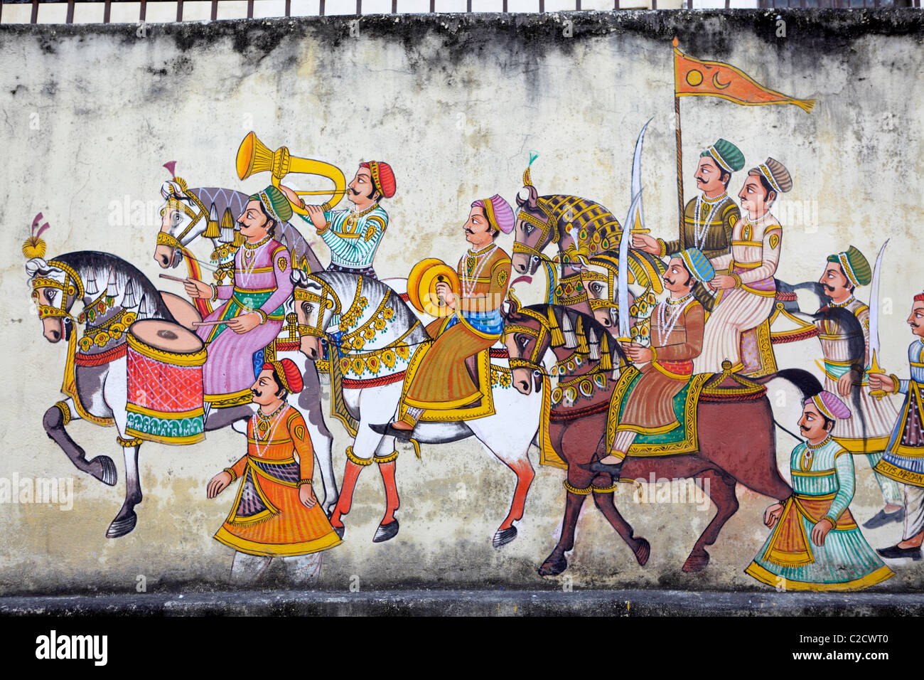 Wall painting in Udaipur, India Stock Photo - Alamy