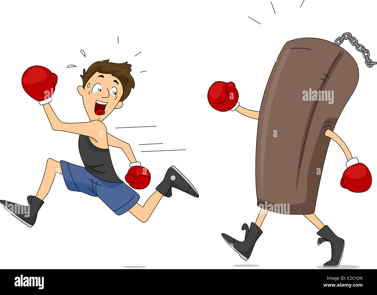 Illustration of a Punching Bag Chasing a Boxer Stock Photo Alamy