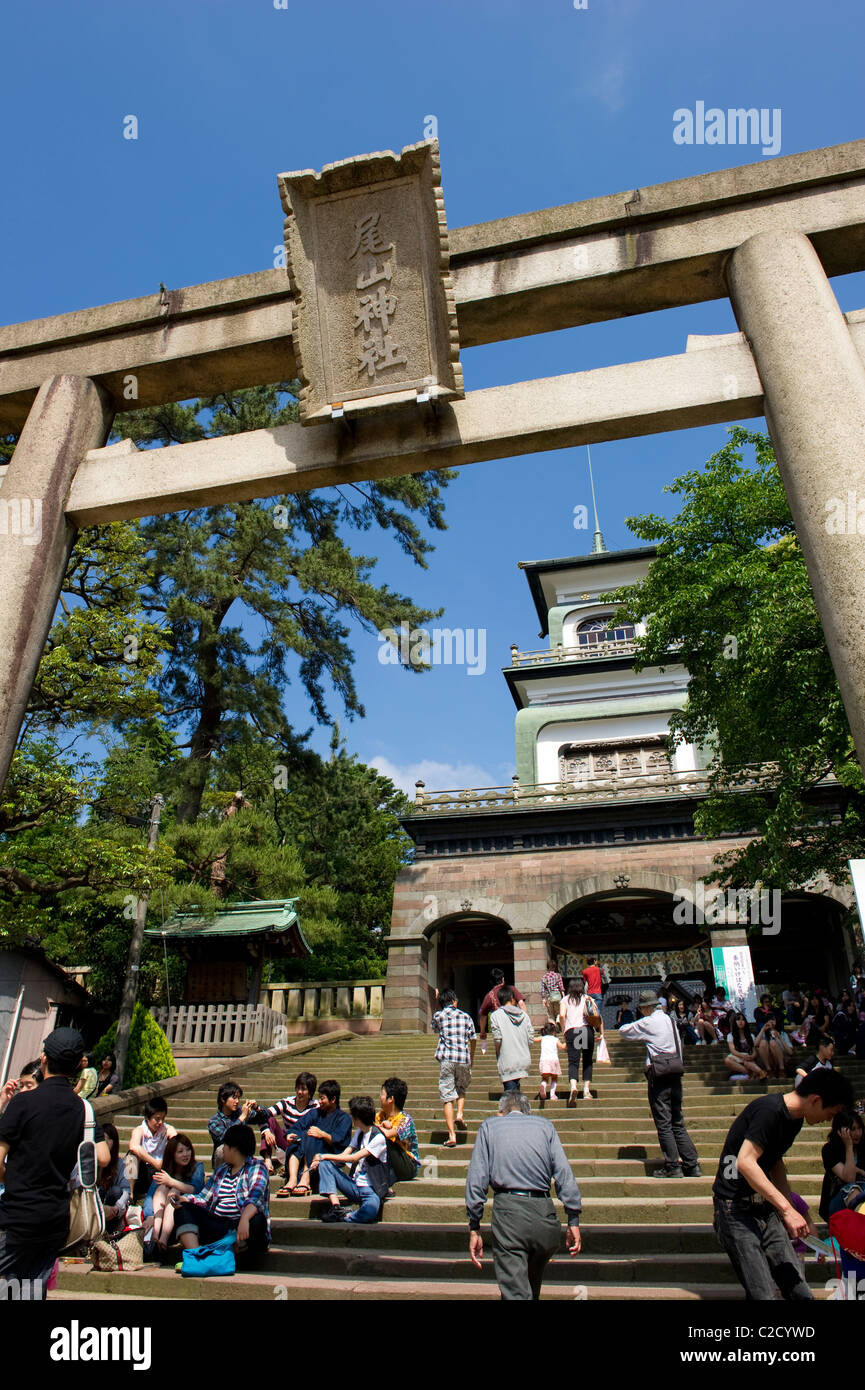 Oyama Shrine in Kanazawa, Japan during the Hyakumangoku Festival held every June Stock Photo