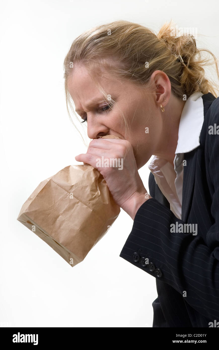 Woman having an anxiety attack Stock Photo