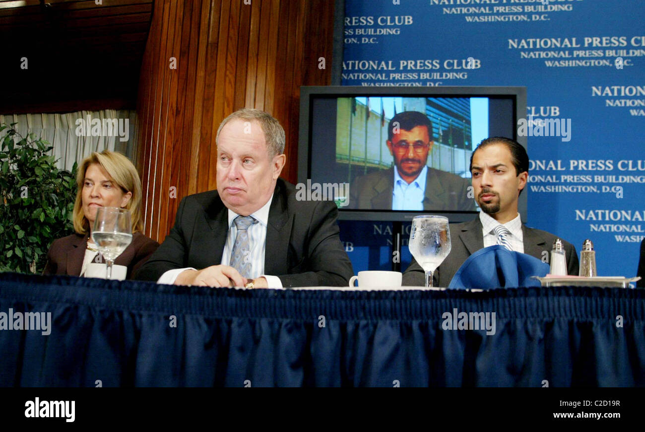 Greta Van Susteren, Myron Belkind and The Dr Trita Parsi The National Press Club host its first video conference with the Stock Photo