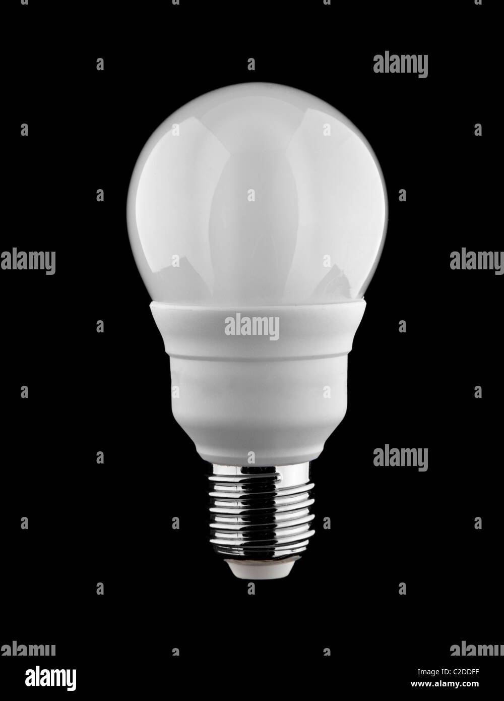 frosted energy saving light bulb isolated on black Stock Photo
