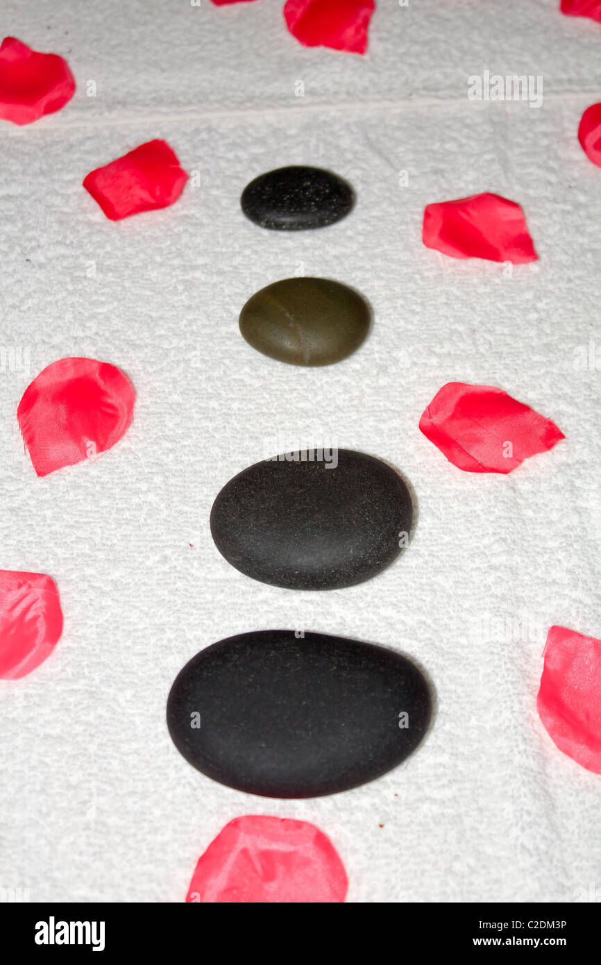 Decorated massage table in spa Stock Photo