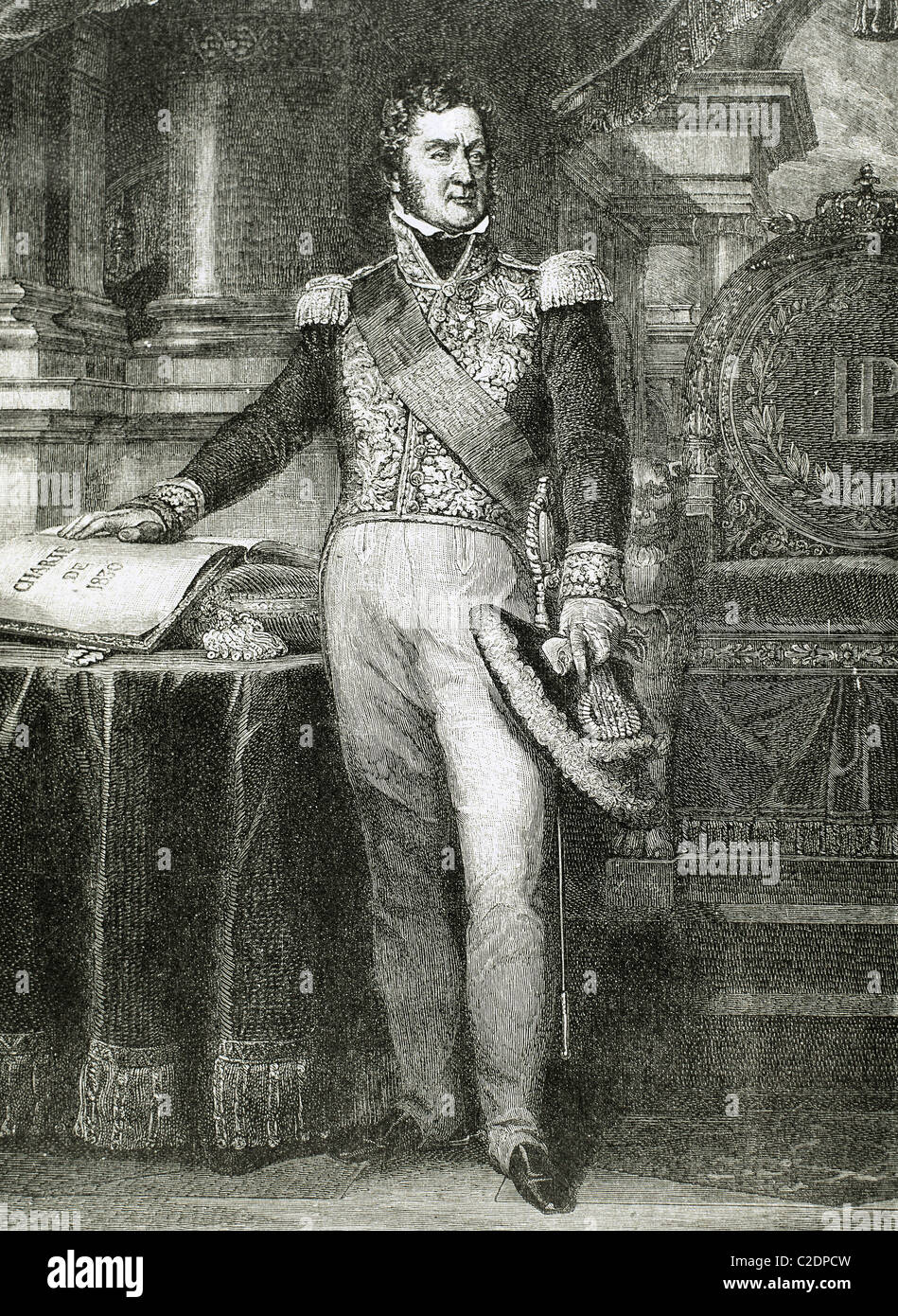 Louis-Philippe I (Paris ,1773-Claremont, 1850). King of France (1830-1848). Engraving. Stock Photo