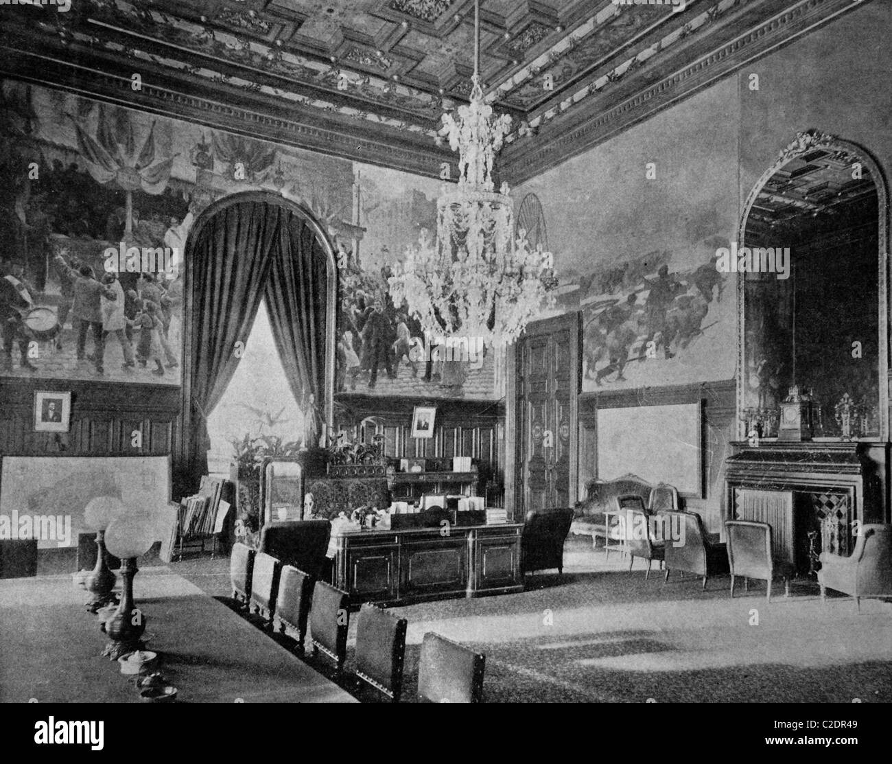 Cabinet du Préfet at the Hotel de Ville City Hall, historic photograph, 1884, Paris, France, Europe Stock Photo