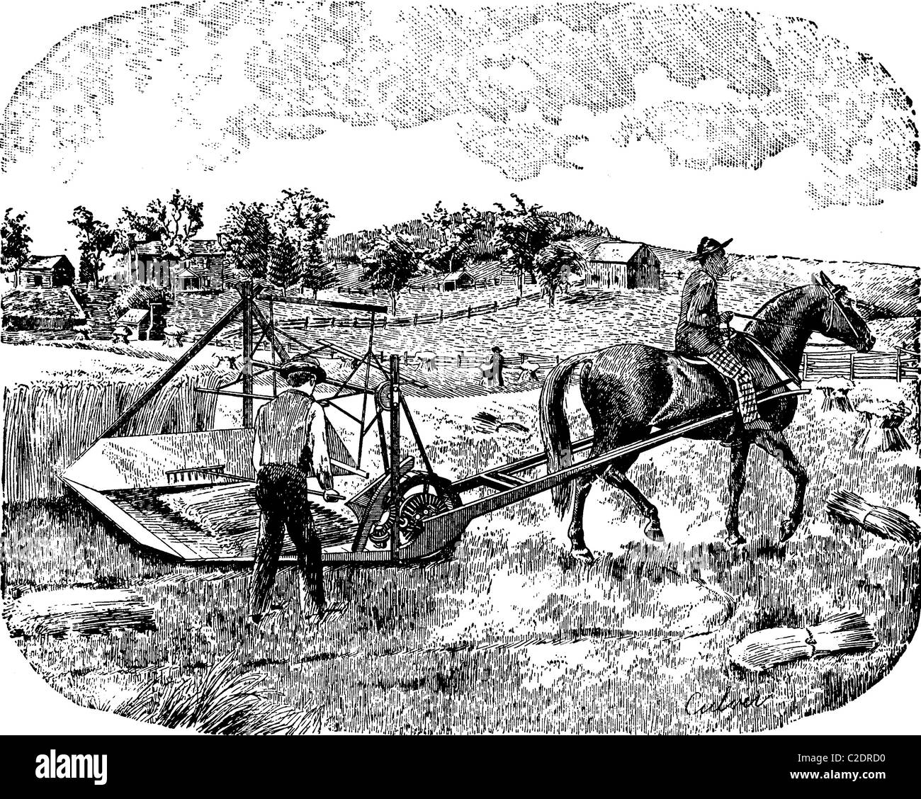 Horse-drawn McCormick Reaper Stock Photo