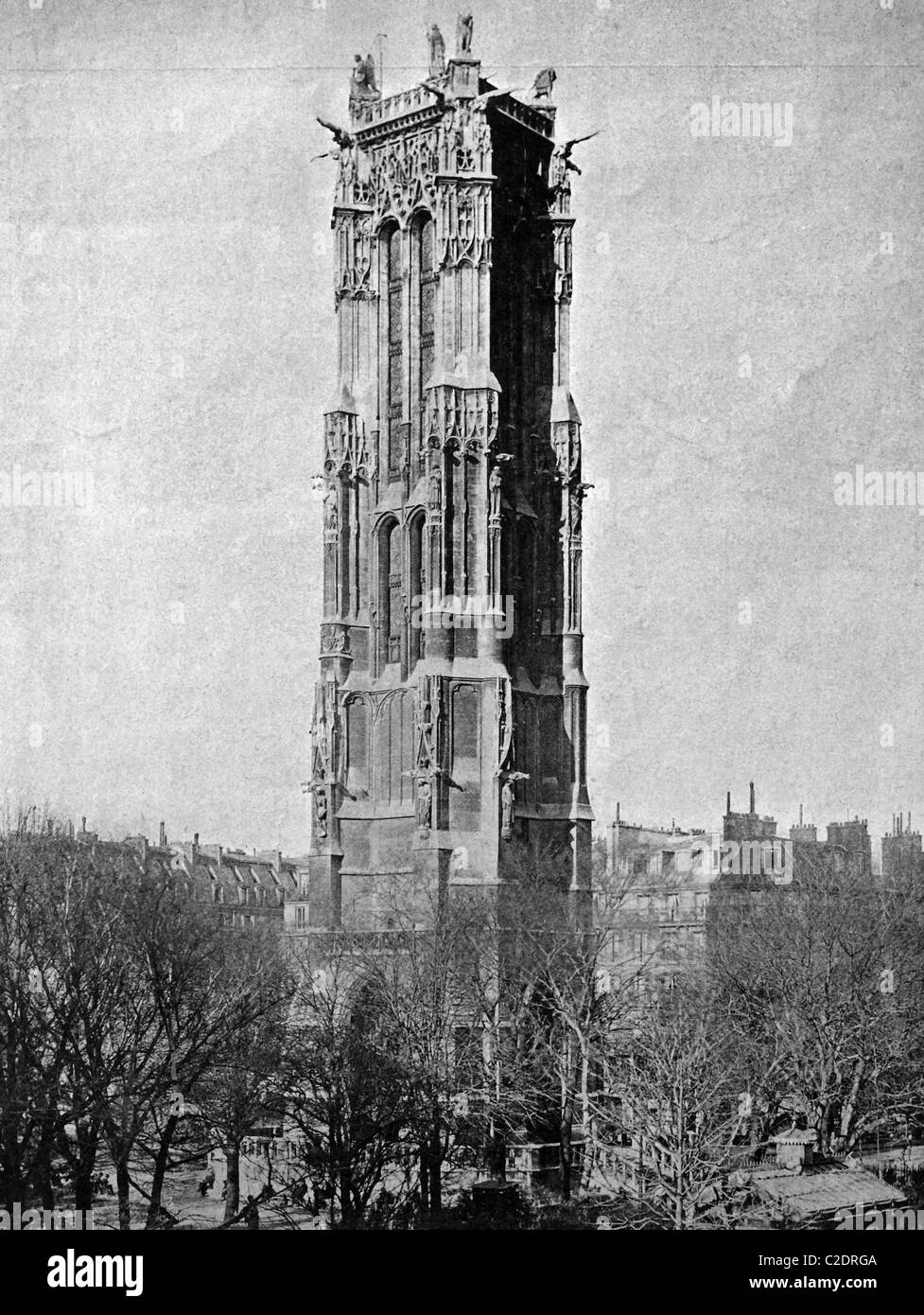 One of the first autotype prints, Saint-Jacques Tower, historic photograph, 1884, Paris, France, Europe Stock Photo