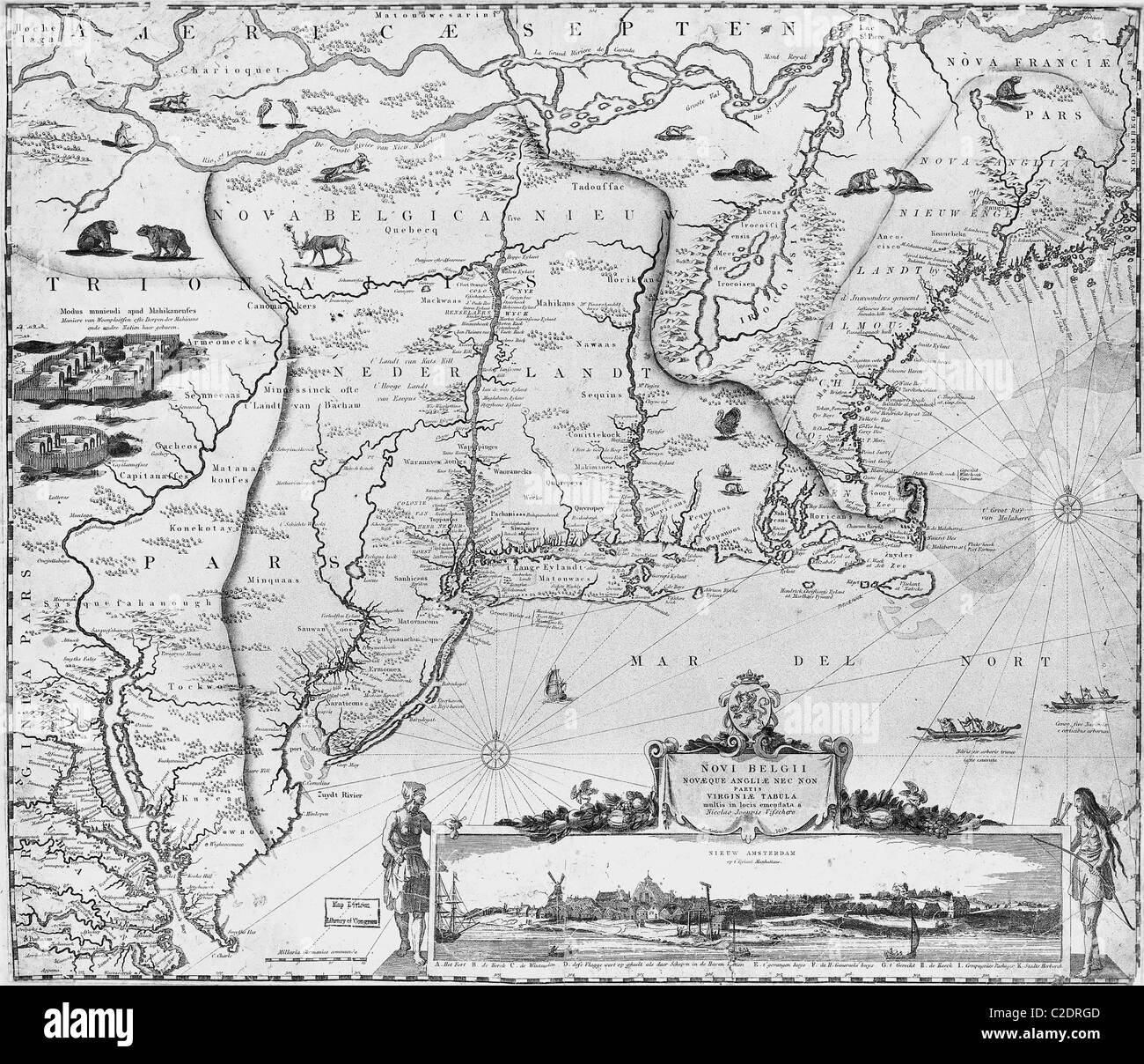 17th century map of New England Stock Photo