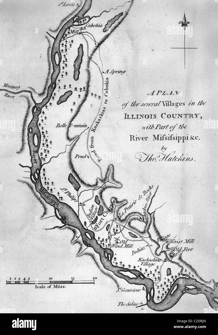 Plan of several villages in the Illinois Country Stock Photo