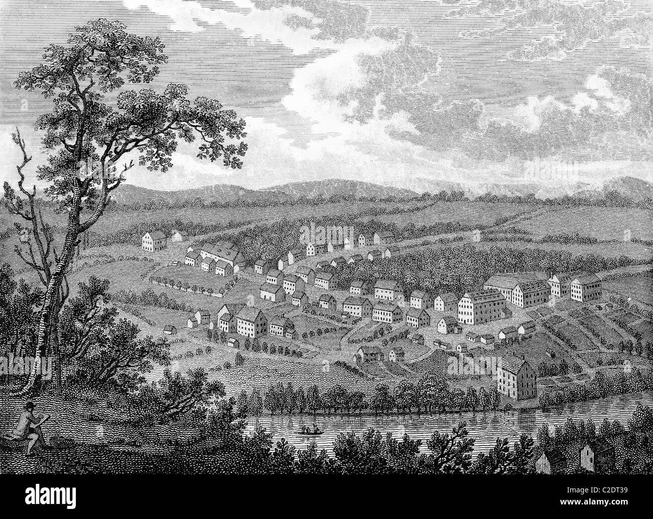 Moravian settlement at bethlehem Black and White Stock Photos & Images