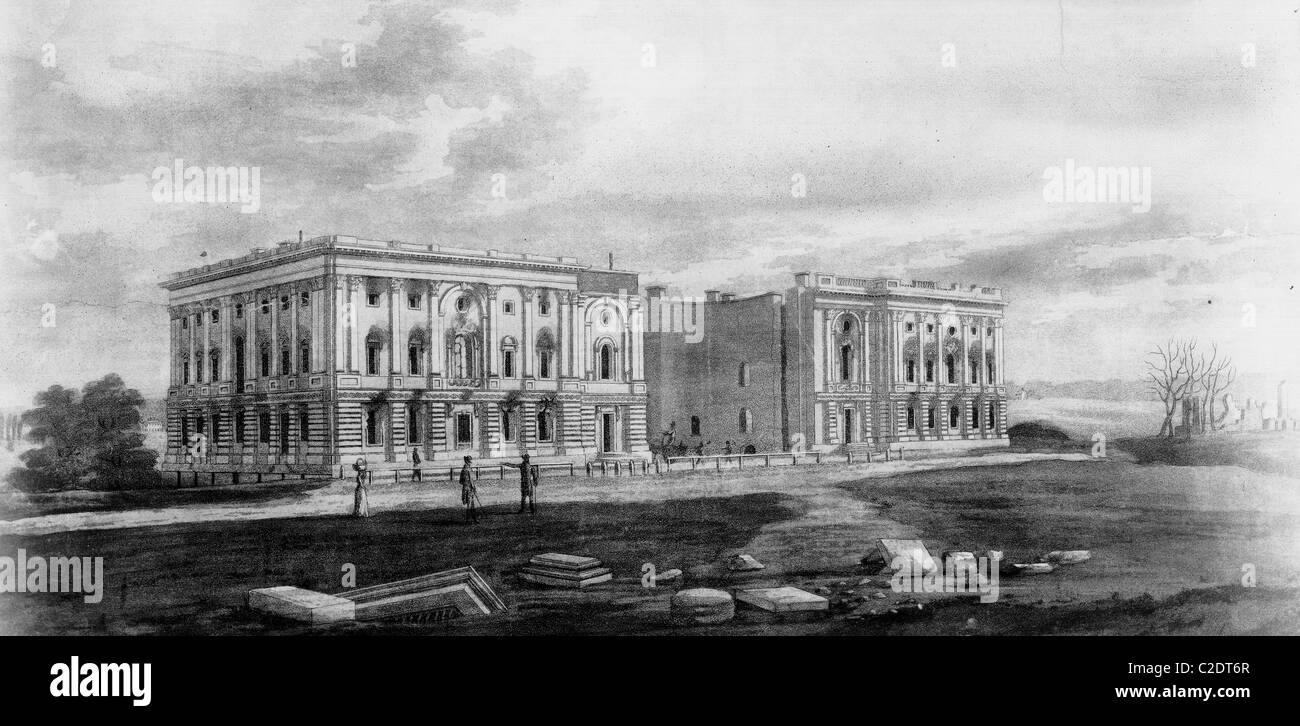 The Capitol after the fire of 1814 Stock Photo