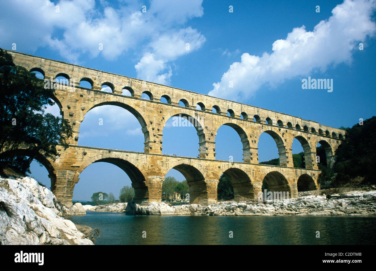 The aqueduct, built by the Romans in 19 BC to carry water to Nimes