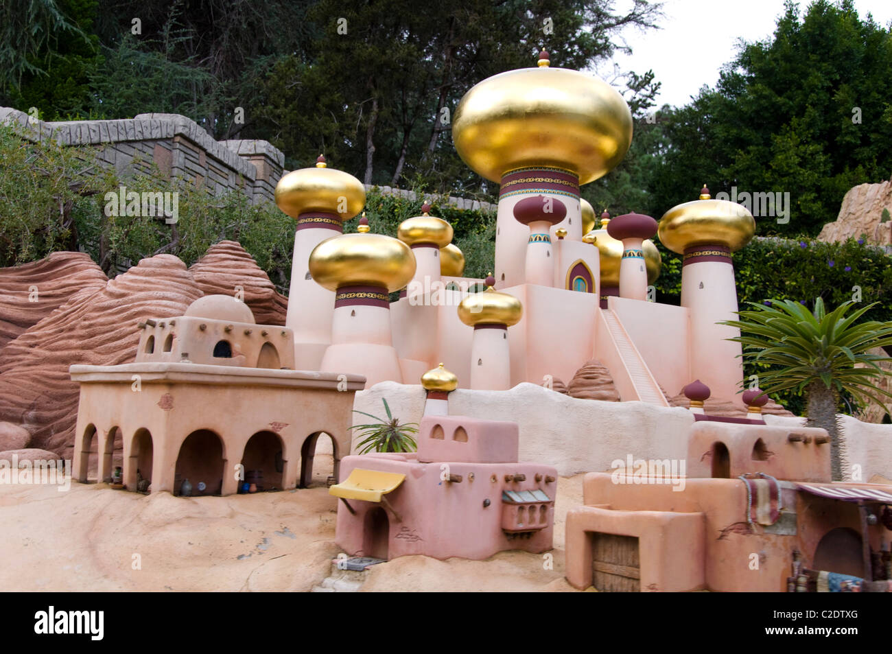 Aladdin Castle at Disneyland Amusement Park in California USA Stock