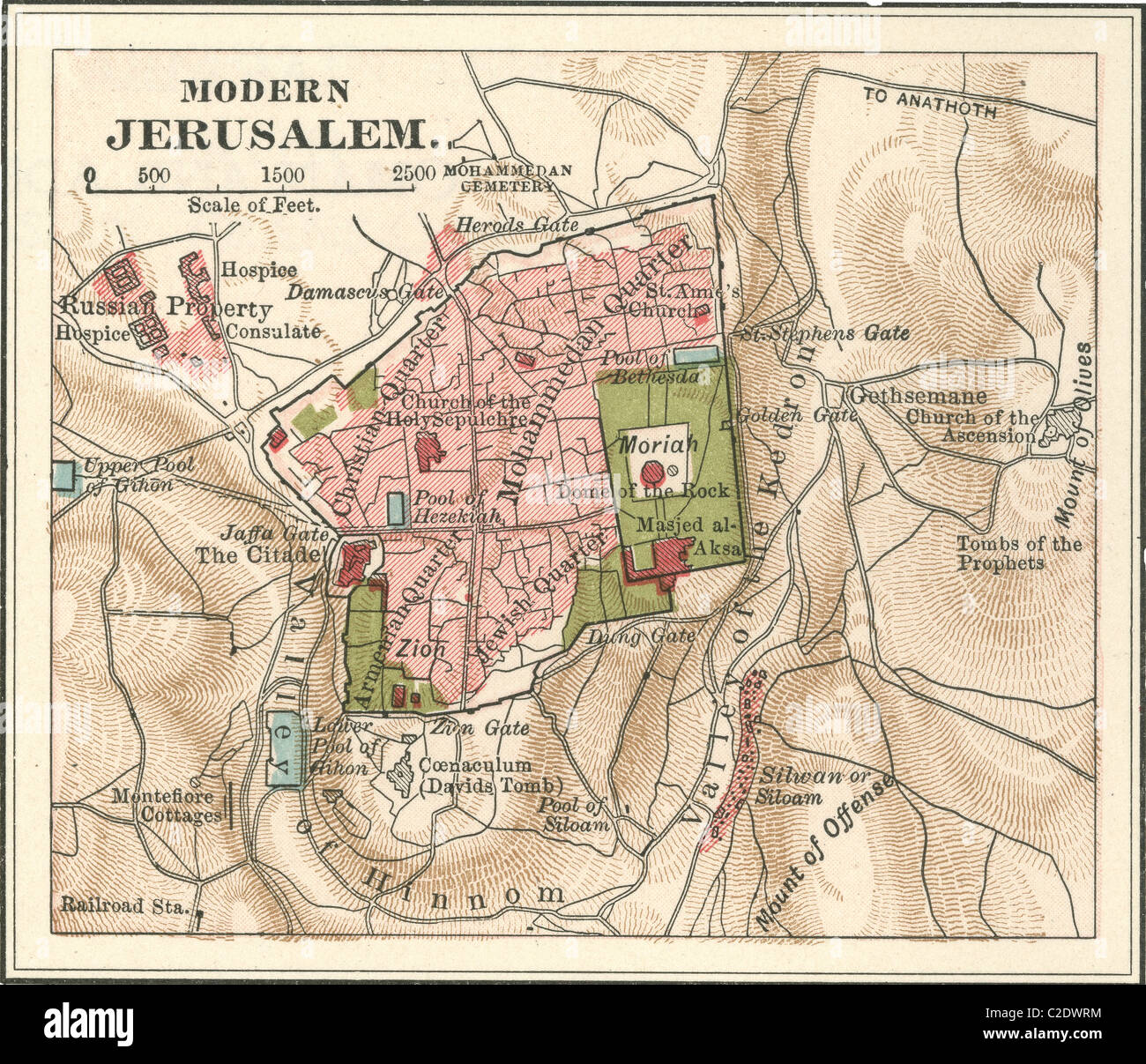 Map of Jerusalem Stock Photo
