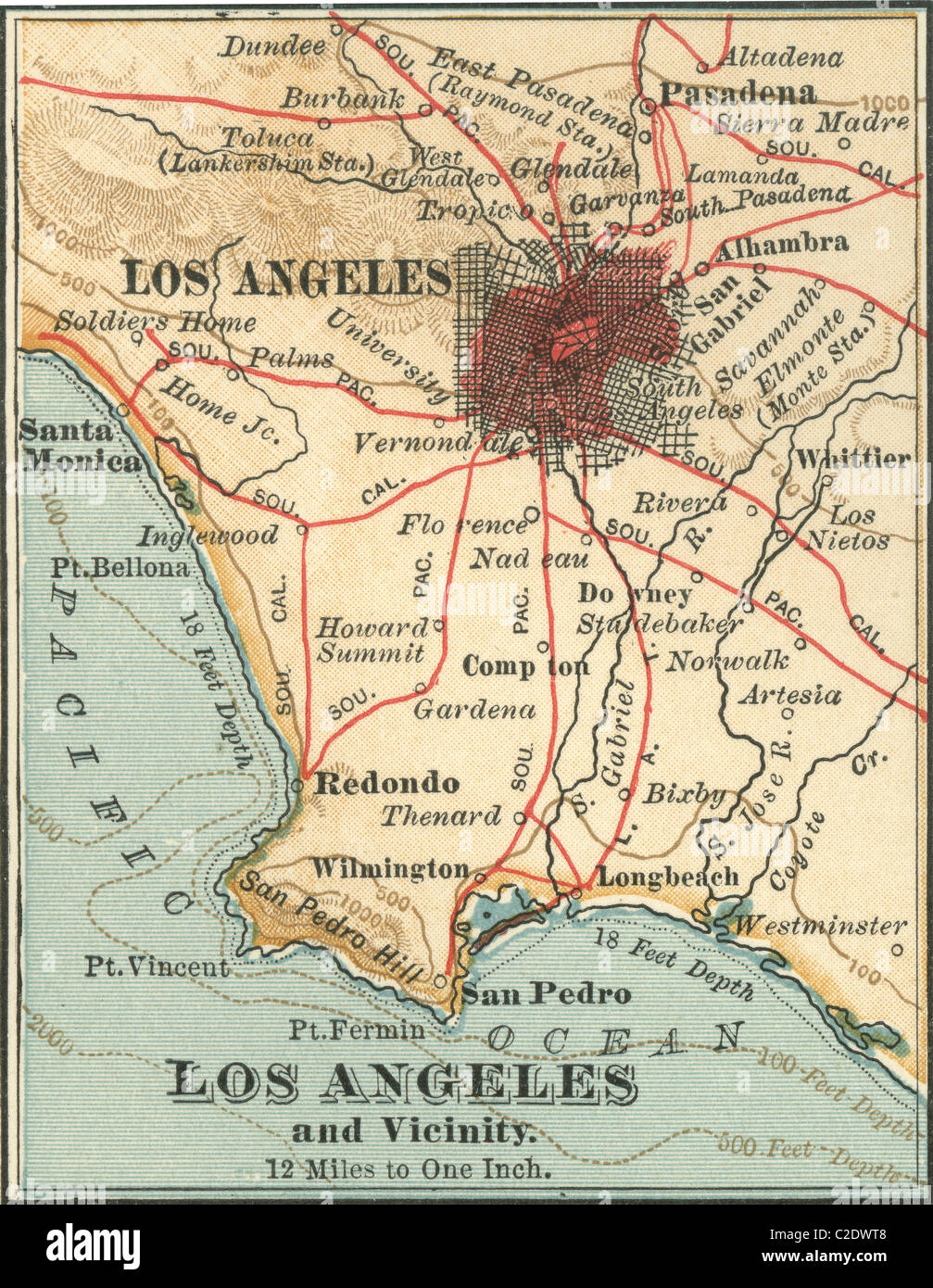 Map of Los Angeles Stock Photo