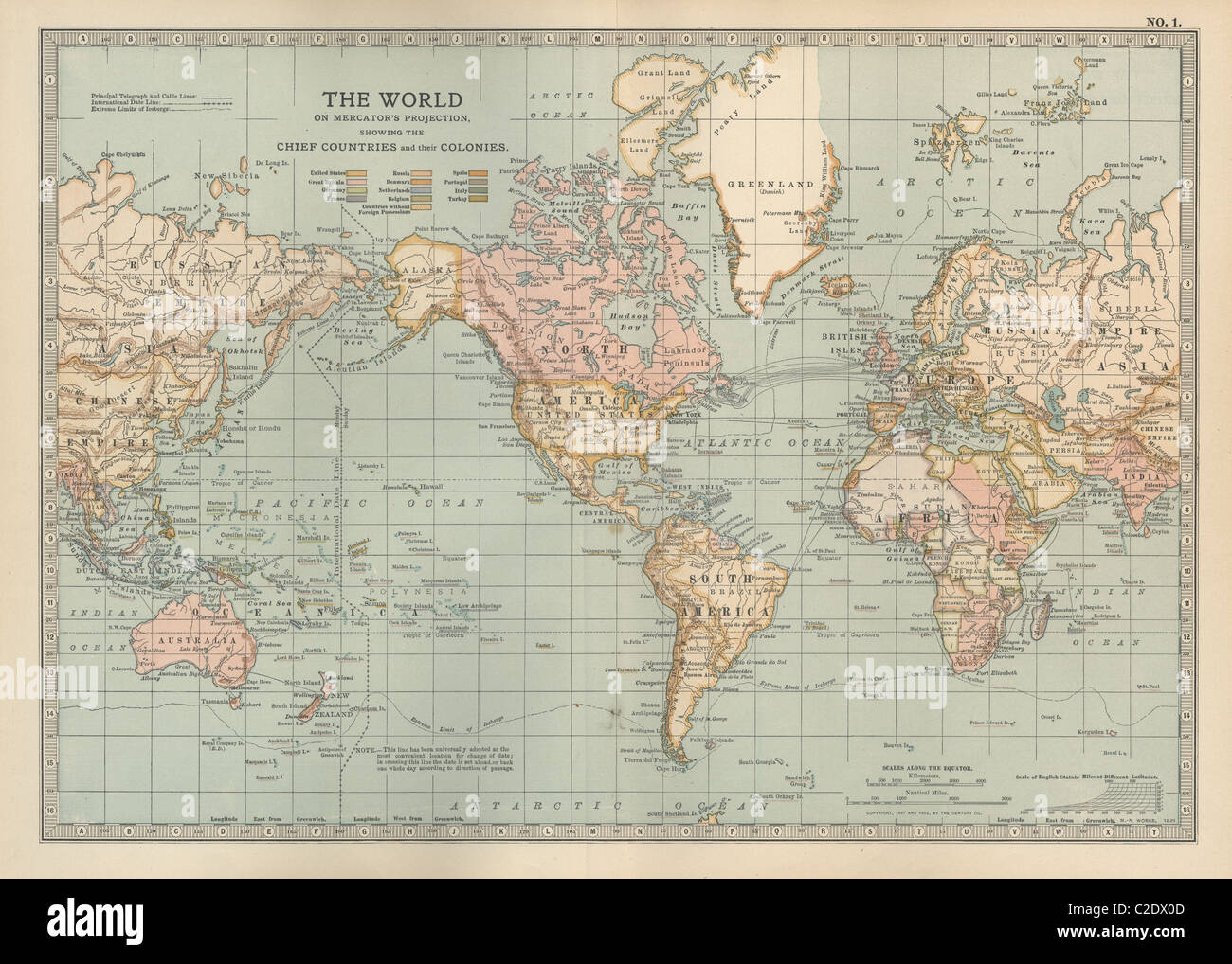 Map of the colonial powers, 1902 Stock Photo