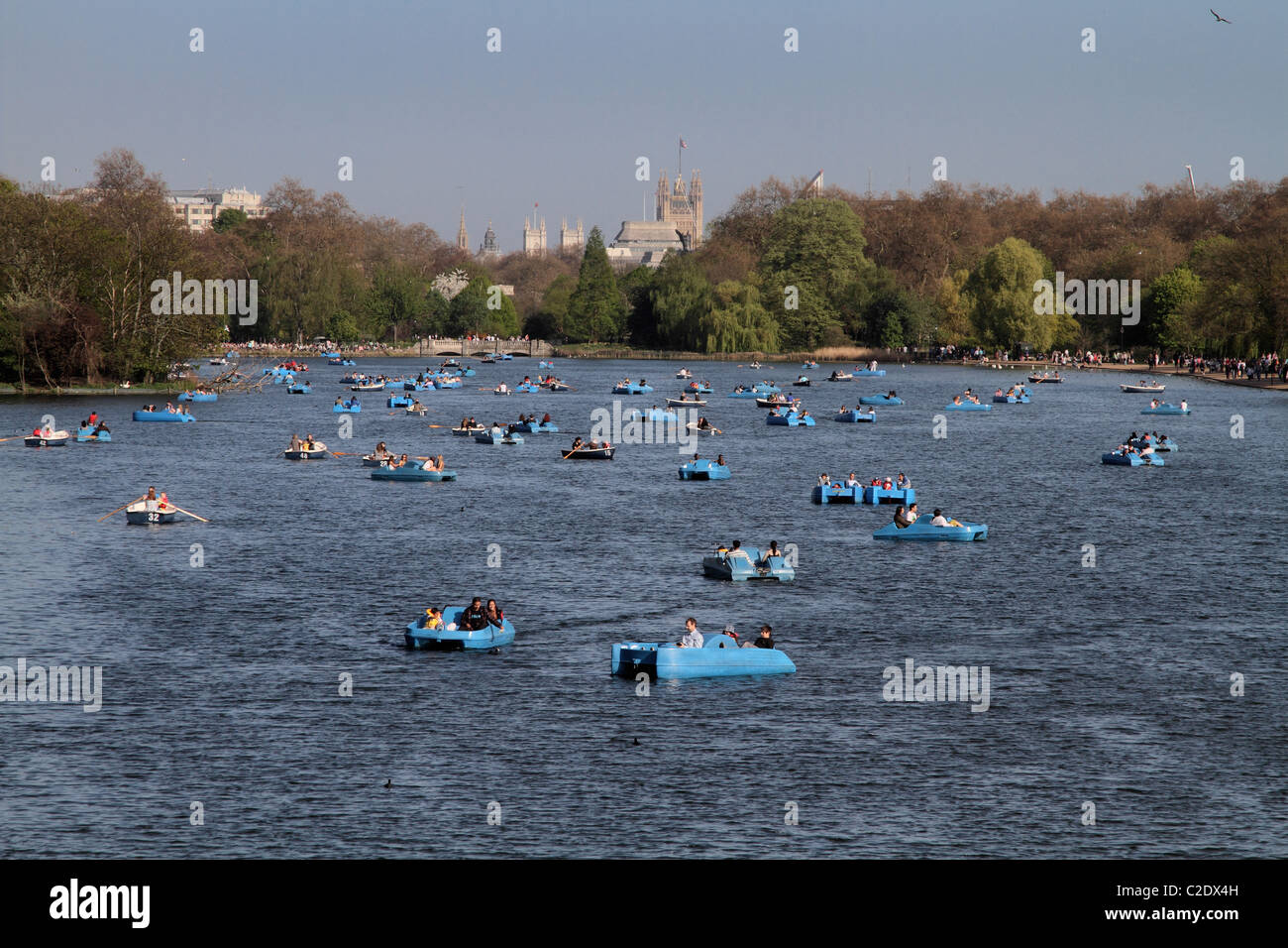 The Serpentine London lake boating pedalo leisure Stock Photo