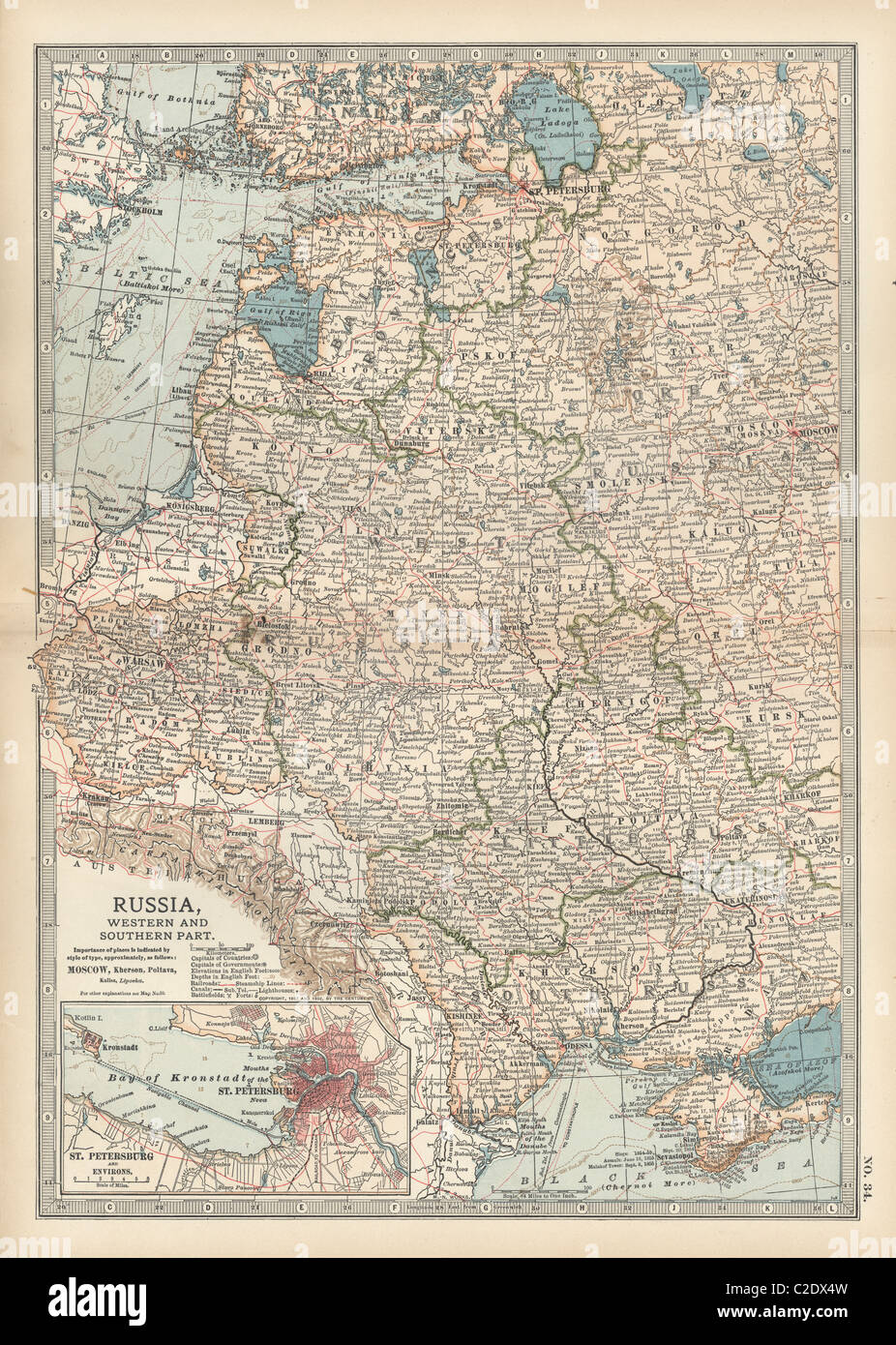 Map of Russia with inset of St. Petersburg Stock Photo