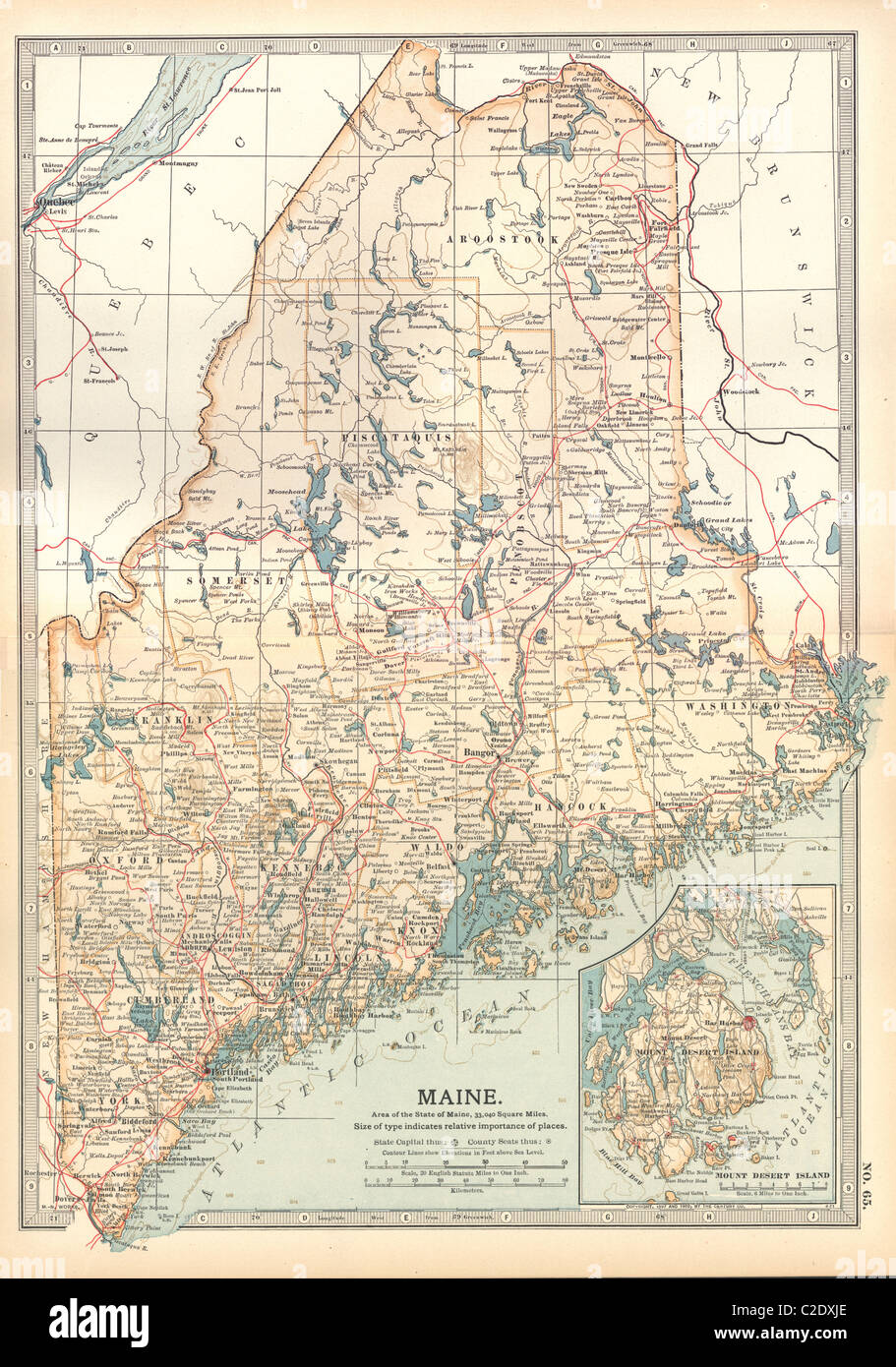 Map of Maine Stock Photo