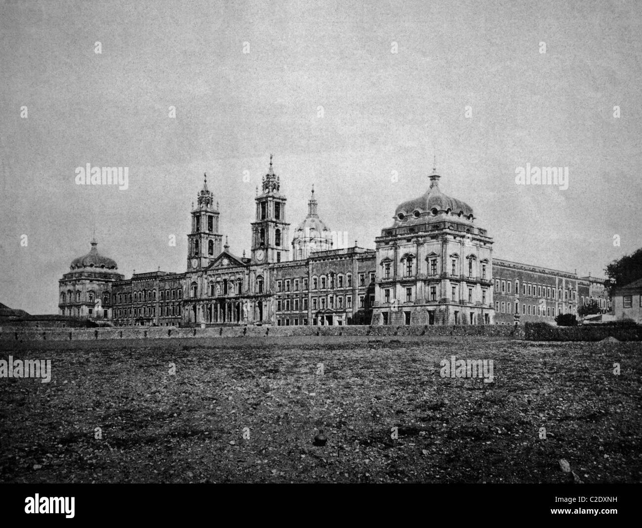 One of the first autotypes of Mafra Castle, Portugal, historical Stock