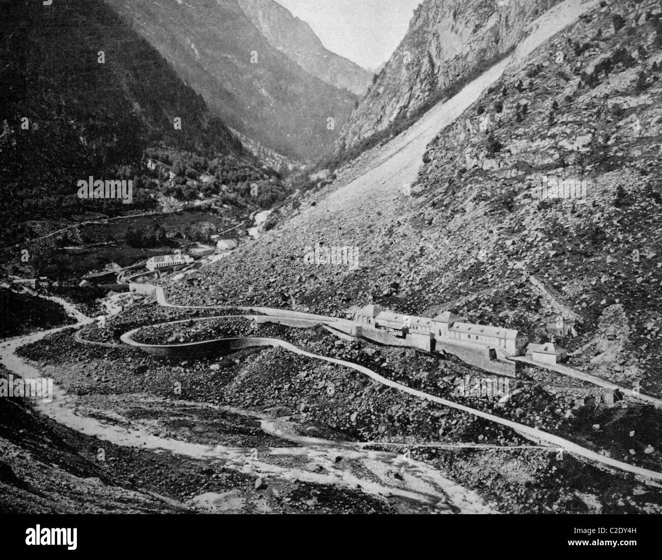 One of the first autotypes of Cauterets, France, historical photograph, 1884 Stock Photo