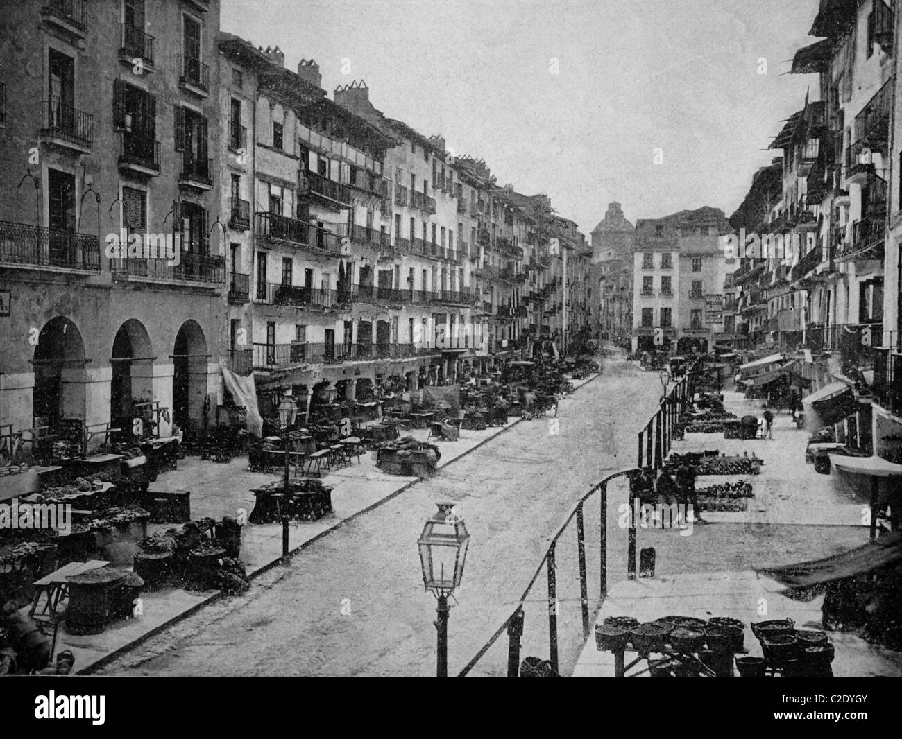 One of the first autotypes of Zaragoza, Spain, historical photograph, 1884 Stock Photo