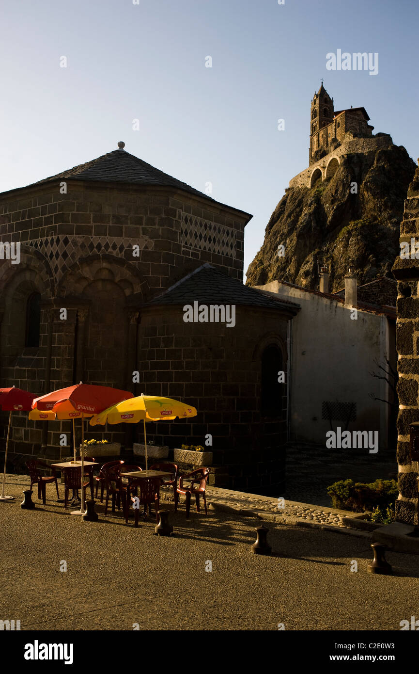 Saint Michel d ' Aiguilhe chapel on Rocher St Michel. Puy en Velay. Auvergne region, France. Stock Photo