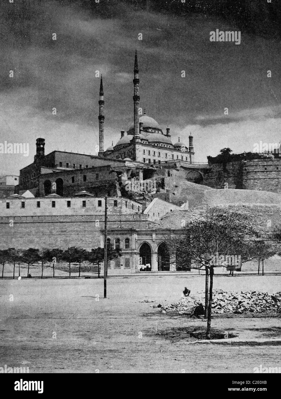 One of the first autotypes of the Citadel of Cairo, Egypt, historical photograph, 1884 Stock Photo