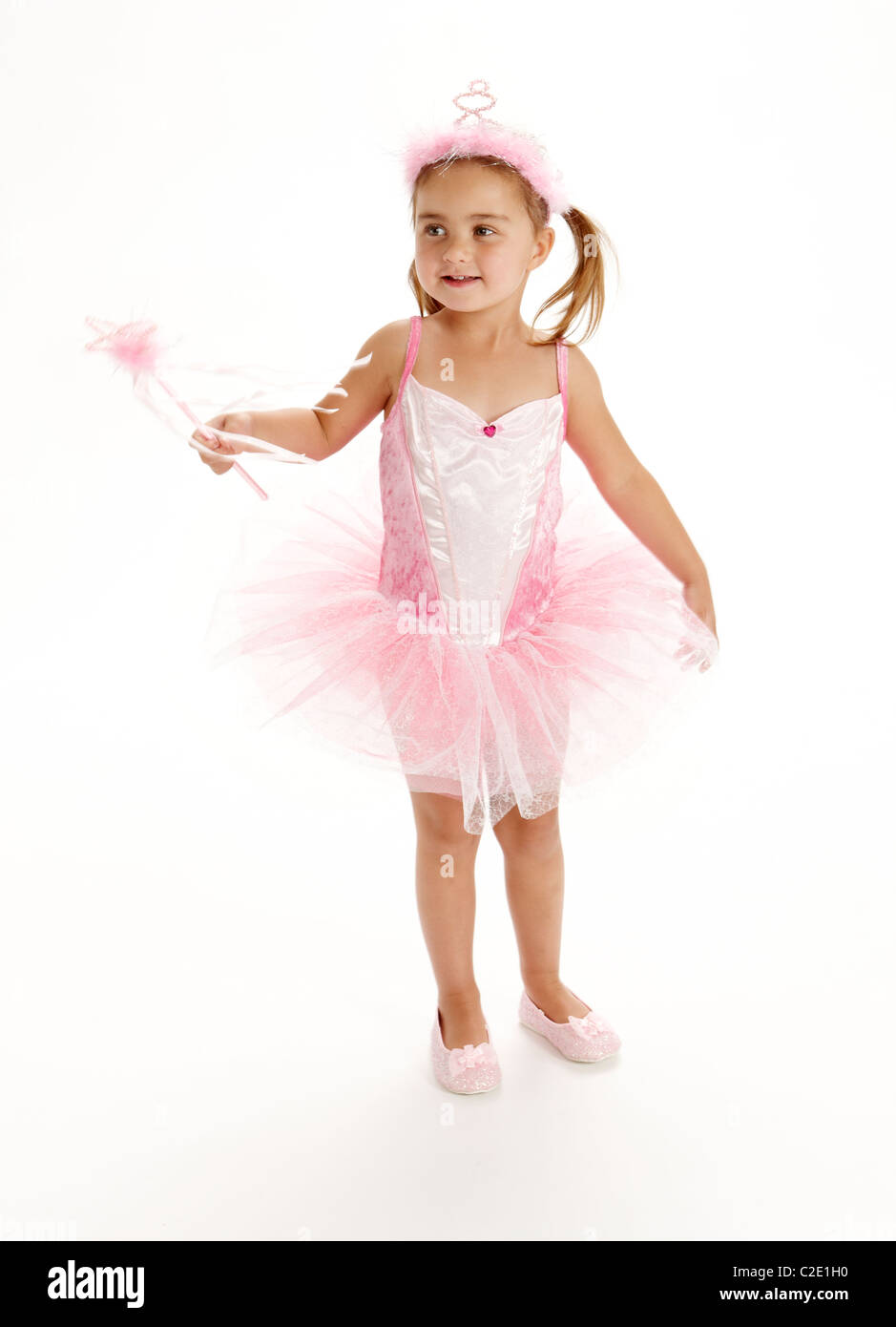 Little girl playing fairy ballerina princess dressing up Stock Photo