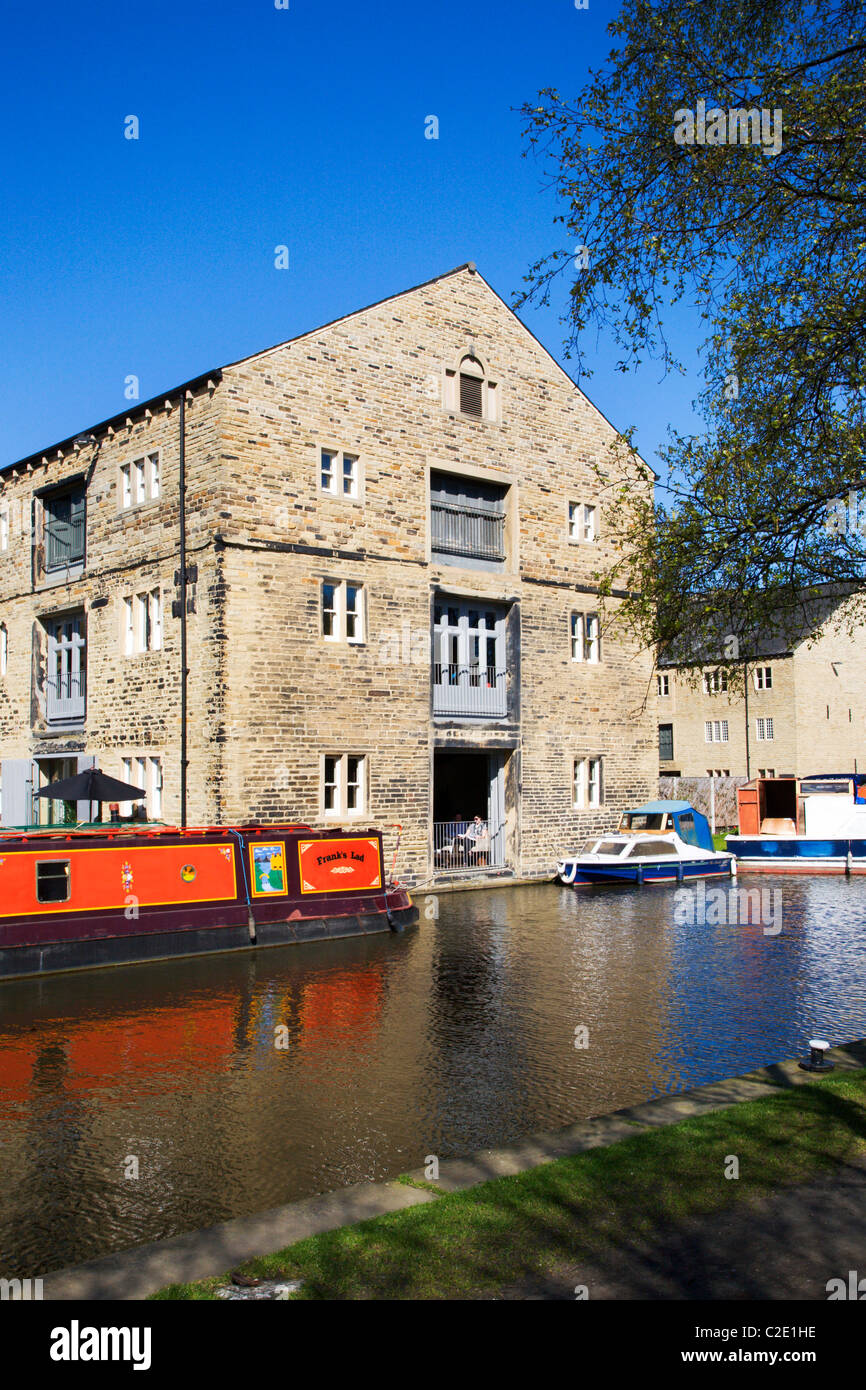 Old Salt Warehouse at Canal Wharf Sowerby Bridge West Yorkshire England