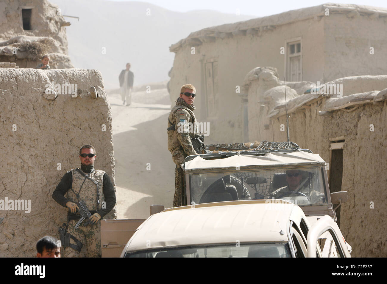 Bundeswehr soldiers of the ISAF patrol, Feyzabad, Afghanistan Stock Photo