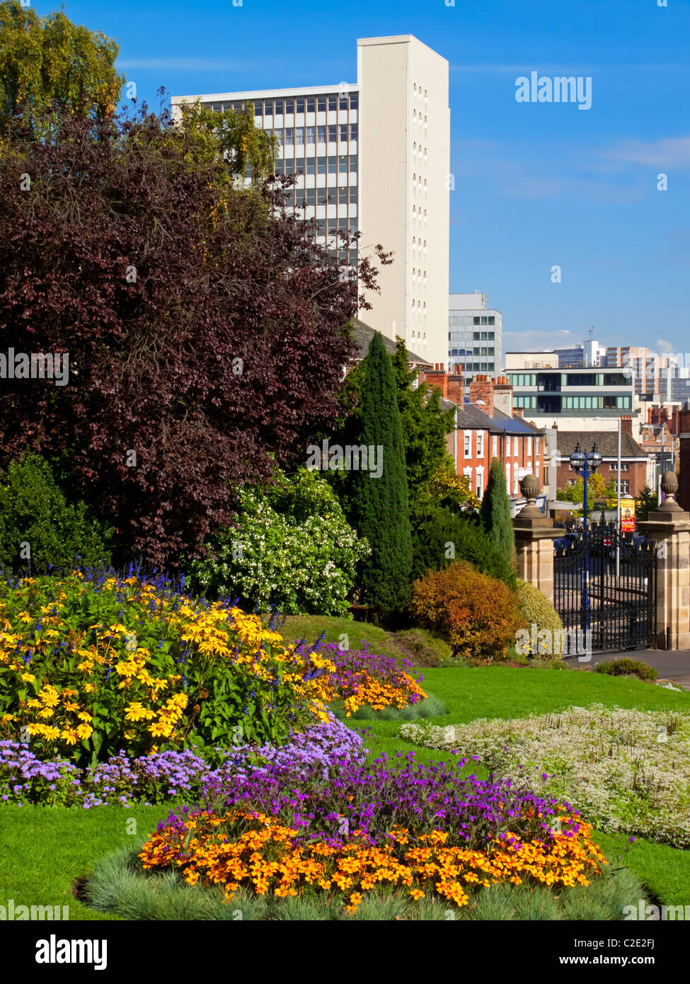 Nottingham Castle gardens in the grounds of the castle in the city