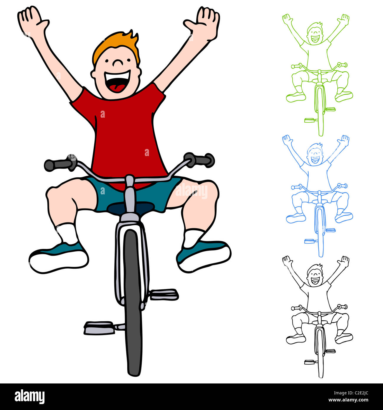 Cartoon image kid riding bicycle hi-res stock photography and images - Alamy