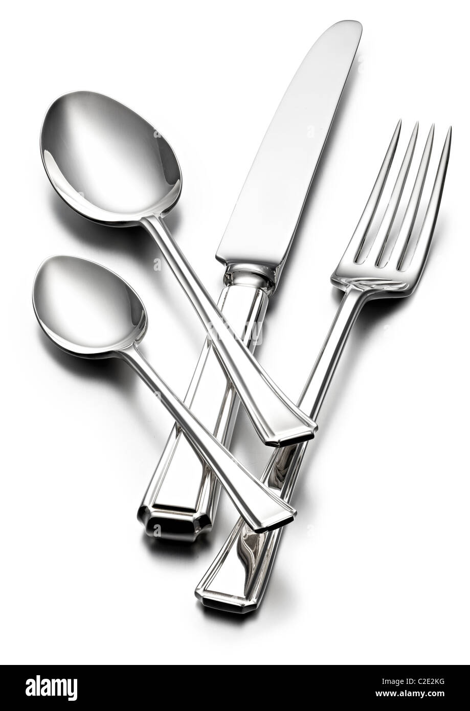 cutlery set shiny metal Stock Photo
