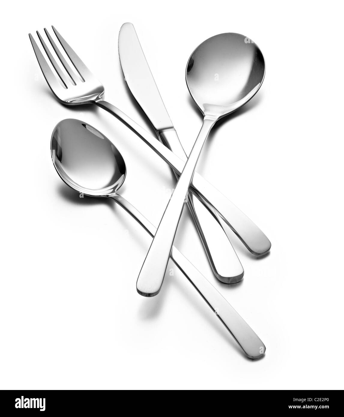 cutlery set shiny metal Stock Photo Alamy