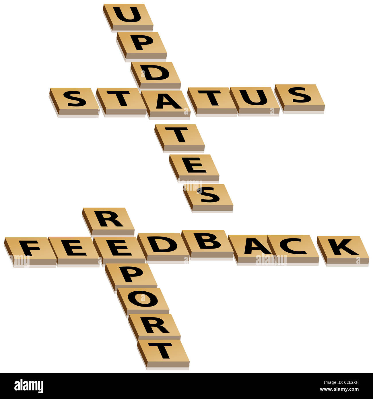 Crossword letters feedback report and status updates with drop shadow