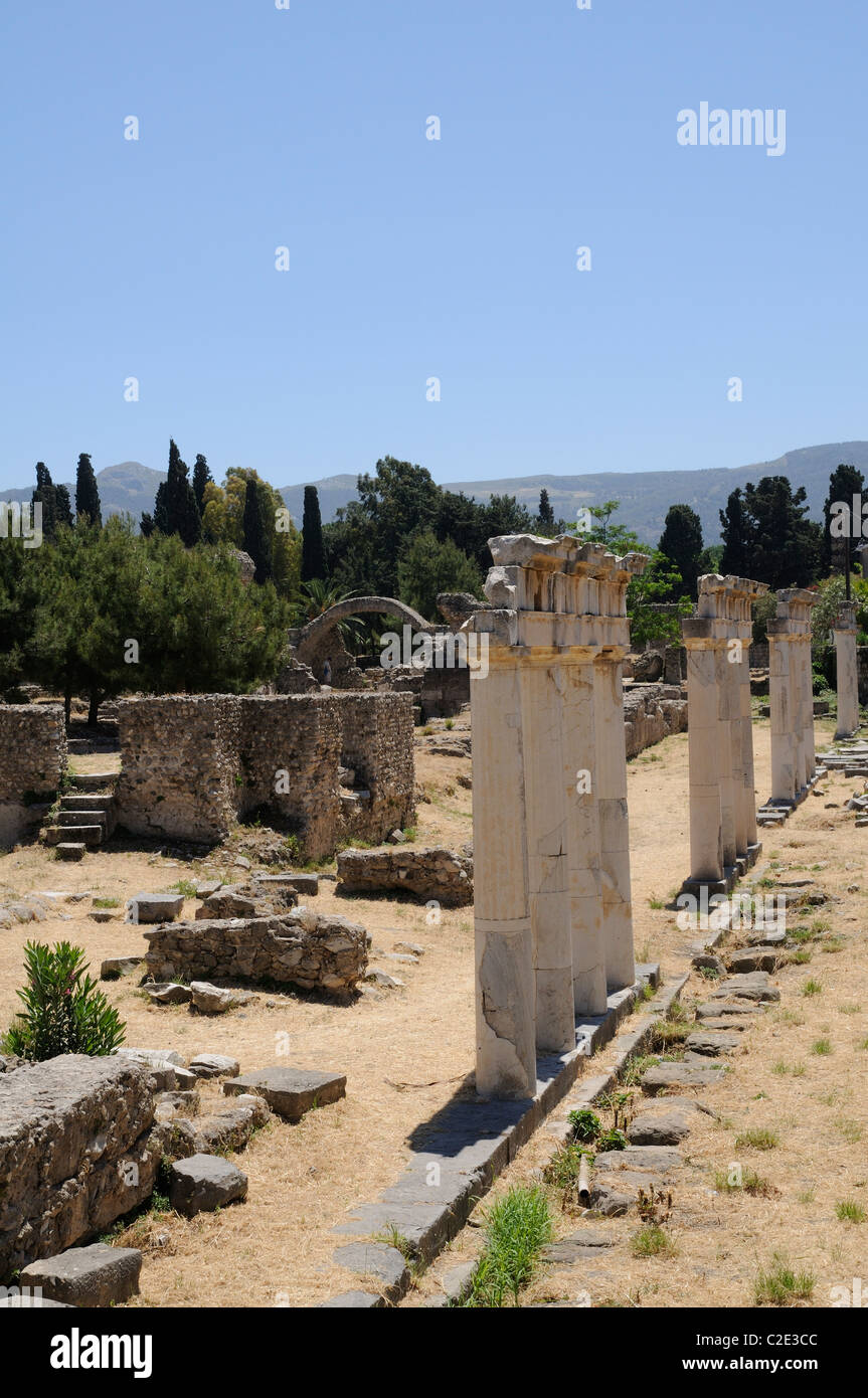 The Roman remains on the Western Archaeological site in Kos Town Island of Kos Greece Stock Photo