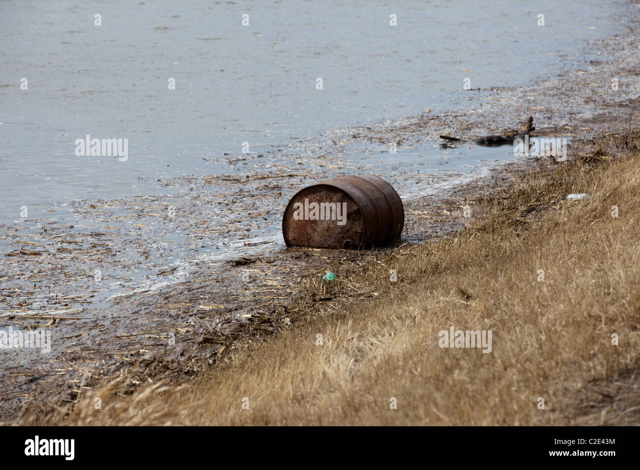 Barrel in Water Stock Photo