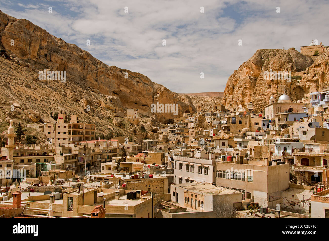 Maloula Maalula village town with the Christian monastery  Mar Sarkis St. Sergius Syria  Convent of st Theda Stock Photo