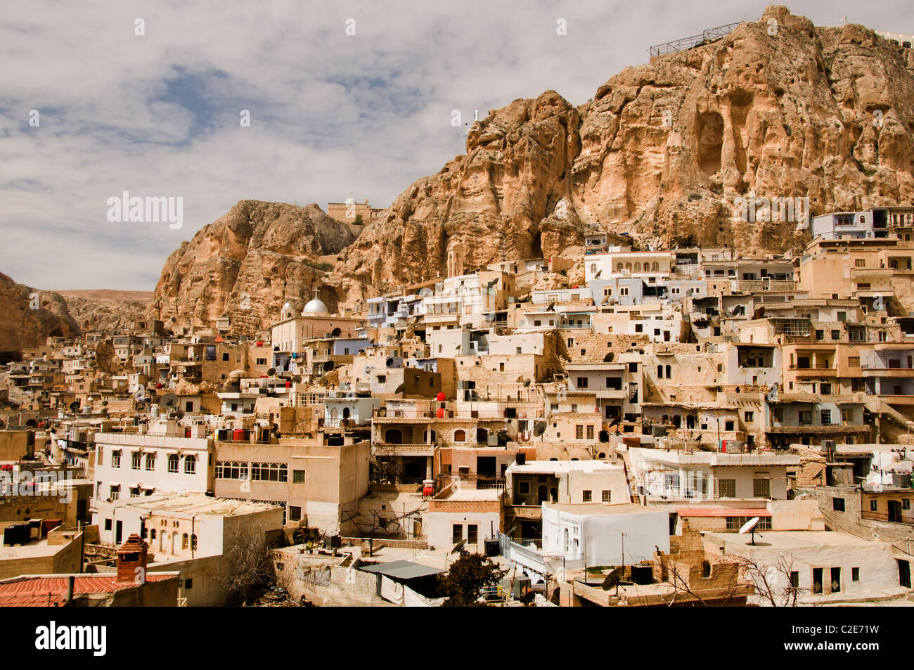 Maloula Maalula village town with the Christian monastery  Mar Sarkis St. Sergius Syria  Convent of st Theda Stock Photo