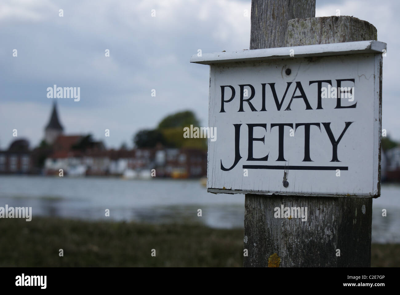 Private jetty heading to water Stock Photo