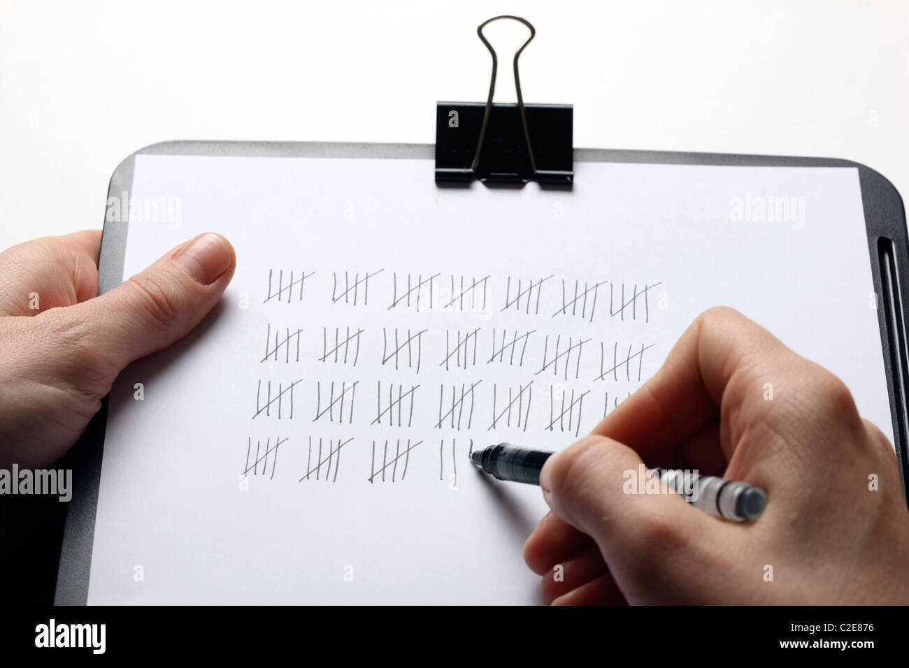 Tally clerk, counting things, check list. Stock Photo