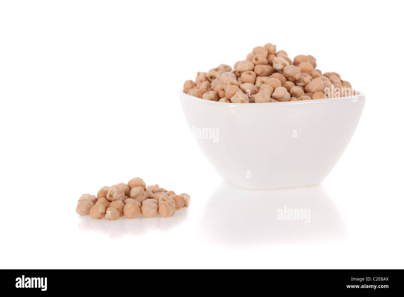 White chickpeas in a bowl isolated on a white background Stock Photo