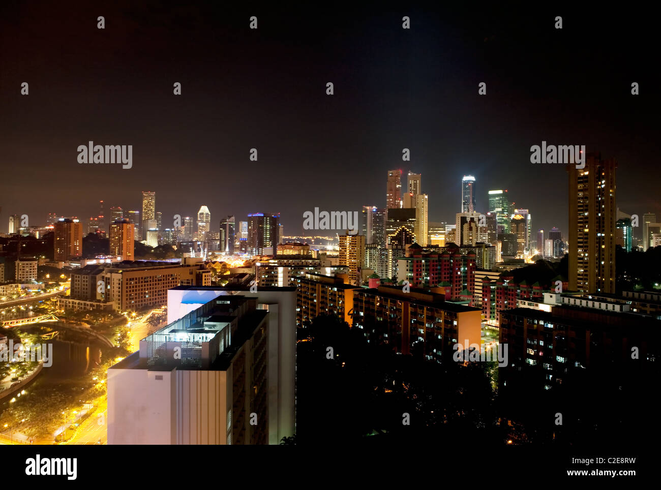 A cityscape of singapore at night Stock Photo - Alamy